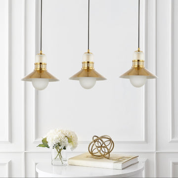 Colin Adjustable Iron/Glass Retro Hurricane LED Pendant - JONATHAN Y